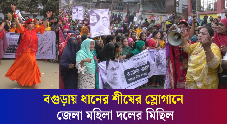 তারেক রহমানের ধানের শীষের প্রচারণায় বগুড়া জেলা মহিলা দল